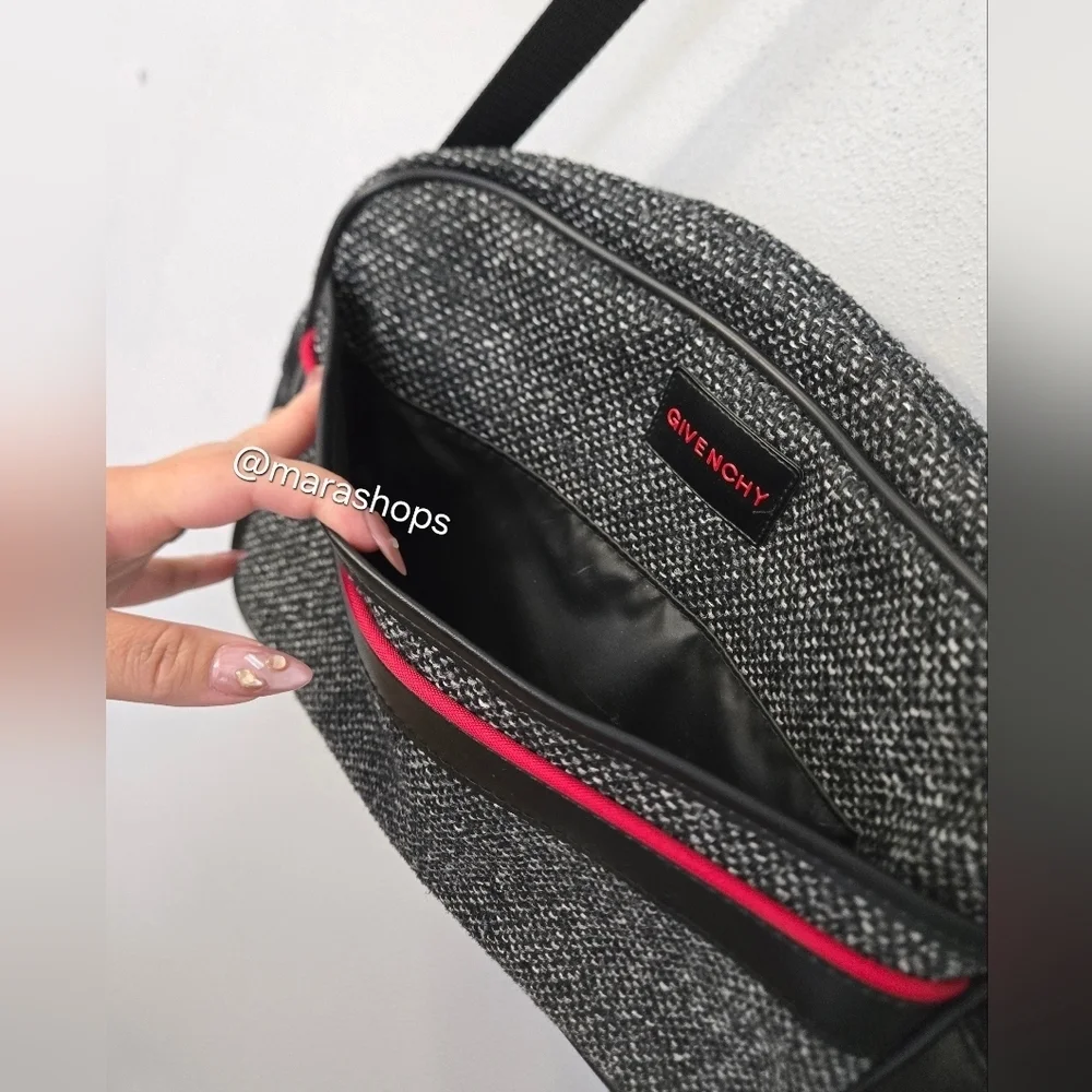 Givenchy Vintage Messenger Bag Black Tweed